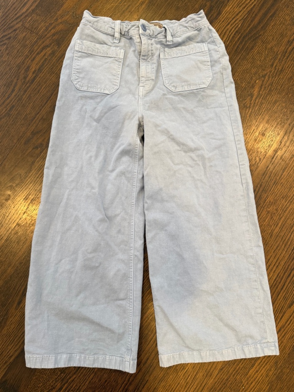 J. Crew Pale Blue Wide-Leg Pants with High Waist